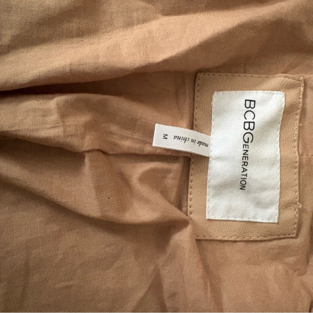 BCBGeneration Faux Leather Blush Pink Moto Jacket Size Medium - Picture 6 of 7